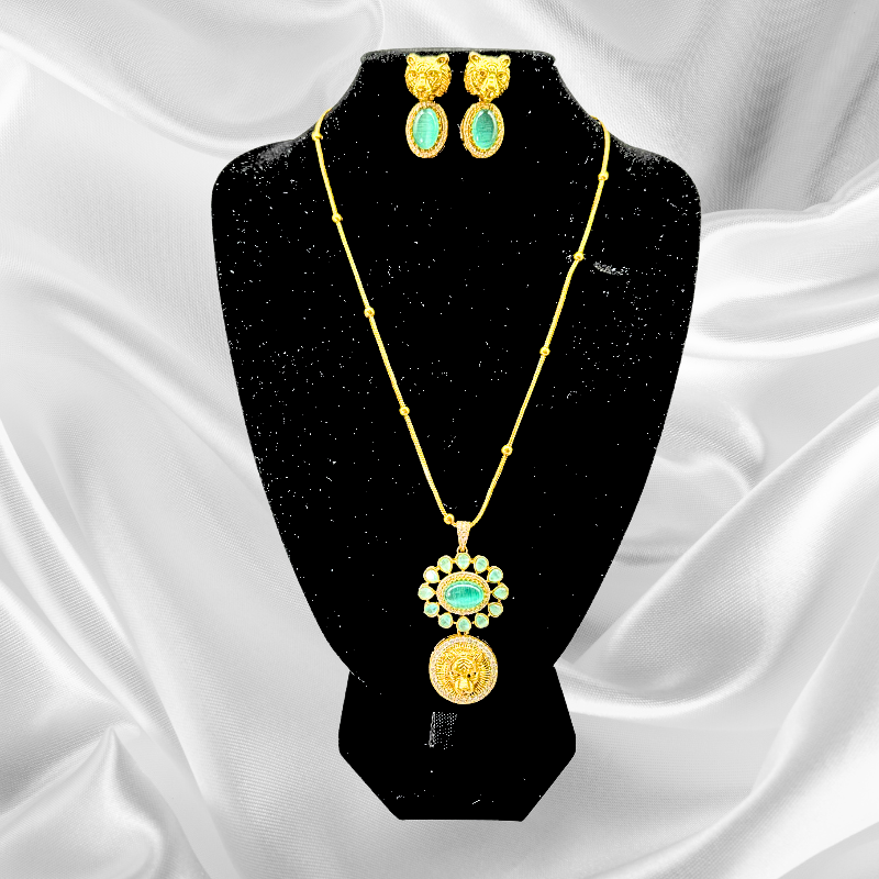 Meera Pendant Set Embellished with Monalisa Stones