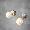 Lia Druzy Stone Pendant Set With Shell Mala and Earrings