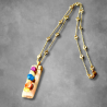 Zoe Navratan Pendant Chain - Elegant Brass Jewelry with Navratan stone