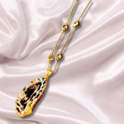 Ivy Agate Pendant Chain - Unique Brass Jewelry for Elegant Style