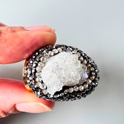 Luna White Moonstone Adjustable Ring | Ethereal Elegance