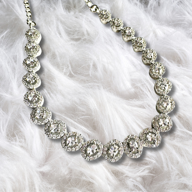 Clara AD Necklace Set - Luxurious American Diamond Jewelry