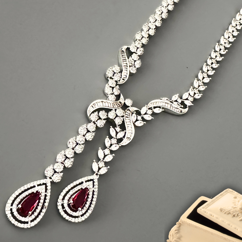 Elena AD Necklace Set - Elegant American Diamond Jewelry